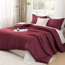 Litanika Burgundy Red Comforter Set King Size, 3 Pieces Lightweight Solid Bedding Comforter Set, All Season Fluffy Bed Set (104x90In Comforter & 2 Pillowcases) by CozyNest Decor