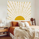 Kanuyee Gold Boho Burning Sun Tapestry Wall Hanging, Retro 70s Abstract Vintage Geometric Line Sunrise Tapestries for Bedroom Living Room Backdrop 60×80 inch by CozyNest Decor