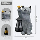 Solar Cat Garden Statue Outdoor Decor, Cat Sculpture with Lantern and Butterfly for Yard Lawn Patio Balcony, Birthday Housewarming Gifts for Mom, Grandma, Women, 9.4 inch, Resin by CozyNest Decor