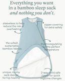 Supersoft Sleep Sack 1.0 TOG, Premium Bamboo Viscose Baby Sleeping Bag 2-Way Zipper Sleep Sack Baby Wearable Blanket by TinyTreasures Baby Boutique