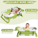 MoreFeel Collapsible Baby Bathtub for Newborn with Thermometer & 1 Hooded Towel & 1 Soft Floating Cushion,Portable Travel Bathtub with Drain Hole, Durable Foldable Baby Tubs for Infants to Toddler by TinyTreasures Baby Boutique