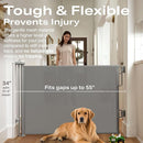 Cumbor 2-Pack Retractable Baby Gates for Stairs, 55" Wide Soft Mesh Pet Gate for Dogs with One Hand Opening, 34" Tall Toddler Gate with Top Lock for Bedroom, Doorways, Indoor/Outdoor, Gray by TinyTreasures Baby Boutique