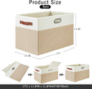 Large Collapsible Fabric Storage Bins with 3 Handles, Foldable Organizer Baskets for Closet, Shelves, Living Room | 3 Pack, Durable PU & Metal Handles (17"x11.8"x11.8", Beige & White) by TinyTreasures Baby Boutique