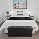 43 Inches Folding Storage Ottoman Bench, PU Leather Storage Chest, Footrest Padded Seat for Bedroom and Hallway, Holds up to 660 lbs, Black by CozyNest Decor