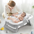 Collapsible Baby Bathtub,Baby Bath Tub with Thermometer & Soft Cushion,Baby Bathtub for Newborn to Toddler 0-36 Months,Portable Travel Baby Tub with No-Slip Feet,Baby Shower Gifts,Grey by TinyTreasures Baby Boutique