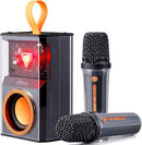 Karaoke Machine for Kids & Adults, Portable Bluetooth Mini Karaoke Speaker with 2 Wireless Microphone and Lights, Birthday Gifts for Girls & Boys, Toys for Girls, Family Home Party (Black) by TinyTreasures Baby Boutique