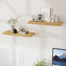 24 x 9 Floating Shelves, 9 Inch Deep Floating Shelf Wall Mounted, 24 Inch Bathroom Shelves Set of 2, Rustic Wood Wall Shelf for Bedroom, Living Room, Oak Color by CozyNest Decor