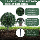 23.6 Inches Artificial Boxwood Topiary Ball Trees for Outdoor with Ground Spike, Faux Bushes UV Resistant Faux Greenery Shrubs, Fake Boxwood Plants for Indoor, Front Porch Decor, Garden, Yard by GreenHaven Gardens