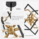 18.9'' Black Gold 8-Light Sputnik Chandelier Modern Industrial Adjustable Hanging Geometric Pendant Light Fixture for Entryway Foyer Stairway Hallway Bedroom Living Room Kitchen Island by CozyNest Decor