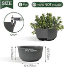 T4U 10 Inch Self Watering Planters, Plant Pots for Indoor and Outdoor Use, Home Decor Flower Pots, Plastic Planters with Drainage Hole & Plug for Plants, Flowers, Cactus, Garden, Set of 2, Gray by GreenHaven Gardens