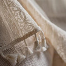 Sutuo Home Boho Curtain Crochet Lace Semi-Sheer Florals Hollow Knitted Handmade Tassels, Rod Pocket Window Treatment Vintage Rustic Farmhouse Drapes for Living Bedroom, 1 Panel 59" W x 84" L, Beige by CozyNest Decor