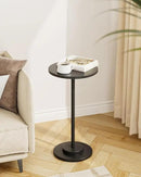 Masupu Drink Table, Round Side Table for Small Spaces, Pedestal Side Table, Small End Table with Metal Base, for Living Room, Bedroom, Bathroom, Black by CozyNest Decor