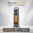 Comfort Zone Oscillating Digital Tower Heater with Remote Control for Indoor Use, Adjustable Thermostat, Timer, Overheat Protection, Tip-Over Switch, Ideal for Home, Bedroom, & Office, HT1206-GRY by CozyNest Decor