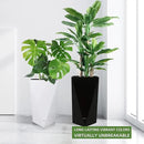 Dexceder 24 Inches Tall Self Watering Planter Diamond High Gloss Indoor Outdoor, Thickened Rhombus Large Floor Standing Flower Plant Pot with Water Level Indicator (Black) by CozyNest Decor