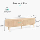 LINSY HOME Fluted TV Stand for 75" TV, Mid-Century Modern 70" Entertainment Center with Sliding Tambour Door and Storage Cabinet, Cruved TV Media Console Table for Living Room, Bedroom, Oak by CozyNest Decor