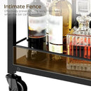 Bar Cart, 3-Tier Bar Cart for The Home, Home Bar Serving Cart with Glass Holders, Beverage Cart for Kitchen, Dining, Party Room, Rustic Brown and Black BC03BR by CozyNest Decor