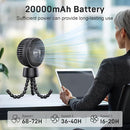 20000mAh Portable Stroller Fan, 120° Auto Oscillation, 3-IN-1 with Power Bank LED Light Detachable Flexible Tripod Rechargeable Battery Powered Clip On Fans Desk for Baby Crib Car Seat Travel by TinyTreasures Baby Boutique