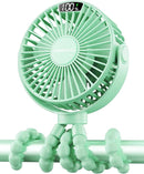 SWEETFULL Portable Stroller Fan with Display 4000mAh Battery Powered Mini Clip On Fan, 4-Speed Rechargeable Small Personal Cooling for Baby Car Seat Crib Travel - Green by TinyTreasures Baby Boutique