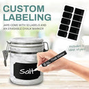 Home Intuition 4-Piece Ceramic Kitchen Canisters Set, Airtight Containers with Wooden Spoons Reusable Chalk Labels and Marker for Sugar, Coffee, Flour, Tea (White Marble) by CozyNest Decor