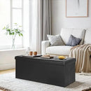 SUPER DEAL 43 Inch Folding Storage Ottoman Bench, Faux Leather Storage Chest Shoes Bench with Divider Padded Seat Couch Footrest for Bedroom Entryway, 660 lbs Capacity 43"x 15"x 15", Black by CozyNest Decor