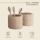 Jute Planter Basket-Woven Jute Rope Covers for Decorating Indoor/Outdoor Succulents, Small Plant Pots-Set of 3-Multi-Purpose Storage Bins 4.5 Inches -Modern Style Decor -Natural Jute by GreenHaven Gardens
