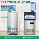 Commercial Ice Maker Machine 130Lbs/24H with 30Lbs Ice Capacity, 45Pcs Clear Ice Cubes Ready in 8-15Mins, Stainless Steel Under Counter Freestanding Large Ice Machine, 2 Water Inlet Modes by CozyNest Decor