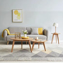 100% Solid Oak Wood Coffee Table Set, Round Coffee Table Combo Side Table w/Solid Wood Legs, Mid Century Table Sturdy Tables for Bedroom Balcony Living Room (Natural, 3 Pieces) by CozyNest Decor