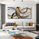 SOUGUAN Living Room Decor for Wall Abstract Wall Art 30x60in Black and Gold Wall Art Round Ring Wall Decoration for Bedroom Dining Room Home Office Ready to Hang by CozyNest Decor