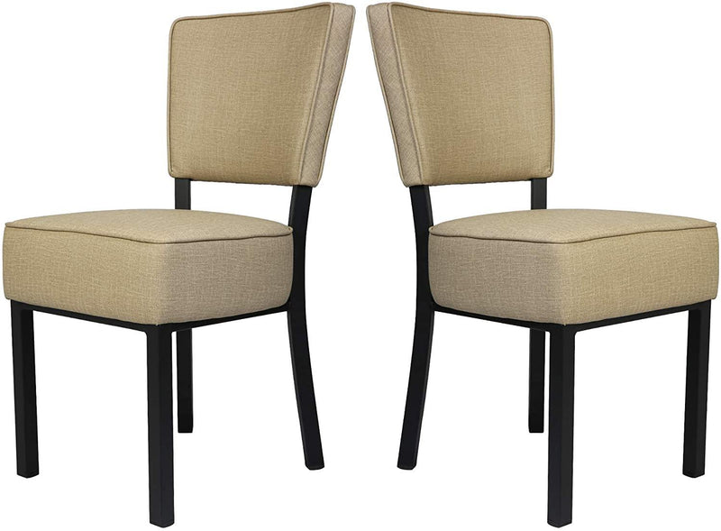 Set of 2 Classic Dining Chair, Modern Style Family Leisure Chair with Stainless Steel Legs, PU Leather Mid Back Side Chair