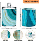 2 Pack Qtip Holder Dispenser Teal Turquoise Blue Marble Bathroom Storage Canister Lid Acrylic Plastic Apothecary Jar Set Vanity Makeup Organizer for Cotton Swab/Ball/Round Pads, Floss by CozyNest Decor