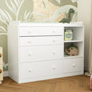 Changing Table Dresser, Baby Classic Nursery Dresser with 5 Drawers and 2 Shelves, Multi-Functional Baby Changing Table, Diaper Changing Station for Children's Room, White by TinyTreasures Baby Boutique