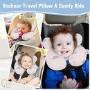 vocheer Baby Neck Pillow(Upgraded),Cotton, Baby Support Pillow, Car Seat Pillows for Newborn, Carseat Head and Body Support, Infant Travel Pillows for Prams, Pushchair, Stroller, Bouncer, Elephant by TinyTreasures Baby Boutique
