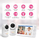 VTech Advanced HQ Max Twin 7" Digital Video 2-Cameras Baby Monitor with Pan Tilt Zoom, Long Battery Life 5000mAh, IPS Screen, Adaptive Multi-Color Night Light, 2-Way Talk, HQ Display, No WiFi, White by TinyTreasures Baby Boutique