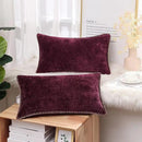 decorUhome Chenille Soft Throw Pillow Covers 12x20 Set of 2, Lumbar Velvet Farmhouse Neutral Decorative Euro Pillow Covers with Stitched Edge for Couch Sofa Bed Home Decor, Rhododendron by CozyNest Decor