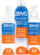 Zevo On-Body Tick & Mosquito Repellent Spray & Bug Repellent Lotion - 8 Hour Insect Protection - Odorless & Non-Sticky (1 Lotion, 1 Pump Bottle & 1 Aerosol Bottle) by TinyTreasures Baby Boutique