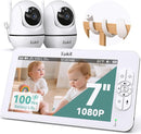 7" 1080P Full HD Split-Screen Baby Monitor,100 Hrs 5000mAh Battery Runs 4 Days with Flexible Bracket,No WiFi Baby Monitor with 2 FHD Cameras Hack-Proof,4X Zoom,2-Way Talk,Temp Alert/Lullabies/VOX by TinyTreasures Baby Boutique