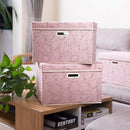 Prandom Larger Foldable Storage Boxes with Lid,Rose Pattern Fabric Decorative Storage Box,Cubes Organizers,Baskets with Handles,For Bedroom,Closet, Living Room,Pink,45x30x30cm[3-Pack] by TinyTreasures Baby Boutique