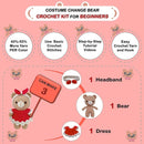 LoopMap Crochet Kit for Beginners - DIY Amigurumi Bear with Removable Dress & Accessories - Step-by-Step Video Tutorials, Extra Yarn, Crochet Tools, Handmade Gift for Kids & Adults (Bear K01, red) by TinyTreasures Baby Boutique
