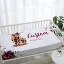 Personalized Nursery Crib Bedding Set: Custom Name 5 Piece Baby Crib Sets with Rose Highland Cow Pattern - Toddler Double Layer Blanket Set, Comfortable Crib Bed Sheets for Baby Grils by TinyTreasures Baby Boutique