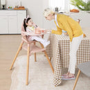 BABY JOY Baby High Chair, 6 in 1 Convertible Wooden High Chair for Babies & Toddlers with Adjustable Legs, Double Removable Tray, Safety Harness & Waterproof PU Cushion (Pink) by TinyTreasures Baby Boutique
