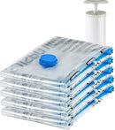 Amazon Basics Vacuum Compression Zipper Storage Bags With Hand Pump, Medium, Clear, 5-Pack, White, Sky Blue by CozyNest Decor