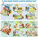 Kimicare 2 PCS Baby Books 0-6 Months, Crinkle Books for Babies, Jungle Tails Soft Cloth Book for Babies 6-12 Months, Infant Farms Sensory Book, Tummy Time Toys by TinyTreasures Baby Boutique