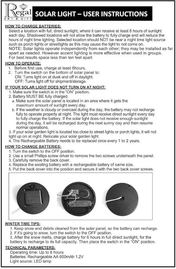 Regal Art & Gift Hot Air Balloon Solar Lantern – Hanging Solar-Powered LED Lights, Waterproof Portable Decorative Outdoor Lamp Made of Metal & Glass for Garden, Patios & Pathway – Stripe (Large), photo 7 of 9