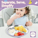 Stainless Steel Suction Plates for Toddlers, 9" Divided Kids Baby Plates with Removable Silicone Suction, Non Toxic Non Slip Portion Control Snack Dishes 3 Packs, Pink Beige Lilac by TinyTreasures Baby Boutique
