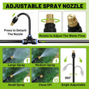 Drip Irrigation Kit - 100 FT. Hose Sprinkler System with 360° nozzles and T-connectors for Gardens, lawns, Plants, Flower beds, Trees, patios and hydroponics (Closeable nozzle-16) by GreenHaven Gardens