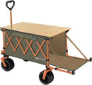 Whitsunday Collapsible Folding Wagon with Table, Heavy Duty Utility Beach Wagons with Opened Tailgate and All-Terrain Wheels for Camping,Garden,Sports (Max Orange) by GreenHaven Gardens