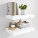 Marsmiles 16" Floating Shelves for Wall, Wooden Shelves with Invisible Brackets Set of 2, Rustic Farmhouse Wall Mounted Shelf for Kitchen Bathroom Living Room Study, White by CozyNest Decor