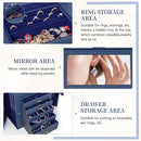 AKOZLIN Extra Large 6-Tier Jewelry Box Organizer Functional Huge, 5 Drawers Leather Jewelry Storage Case for Women Girls Ring Necklace Earring Bracelet Holder Organizer with Mirror Blue by TinyTreasures Baby Boutique