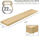Sorbus Floating Shelves for Wall - 35 Inch Long Bathroom Shelves, Wall Decor for Bedroom, Kitchen, Living Room & Book Storage - Mounted Floating Shelf with Invisible Brackets (Maple Wood, 3 Pack) by CozyNest Decor