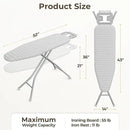 Yaheetech Foldable Ironing Board, Heavy Duty Iron Board with 9 Adjustable Heights, 4 Layer Cover and Safety Iron Rest, 52X14 Compact and Space Save Iron Board for Home Laundry Room Use, Gray&White by CozyNest Decor